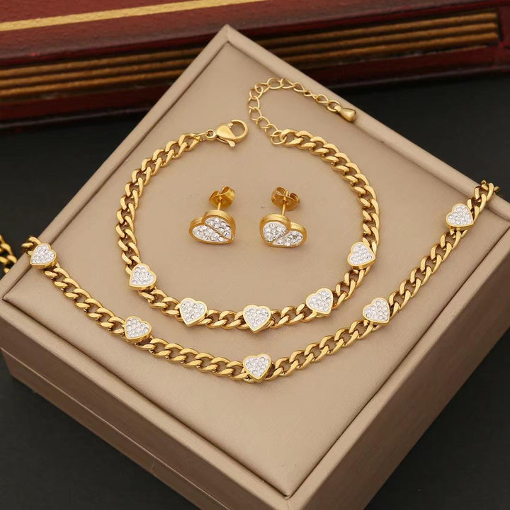 Diamond Zircon Heart Jewelry Set