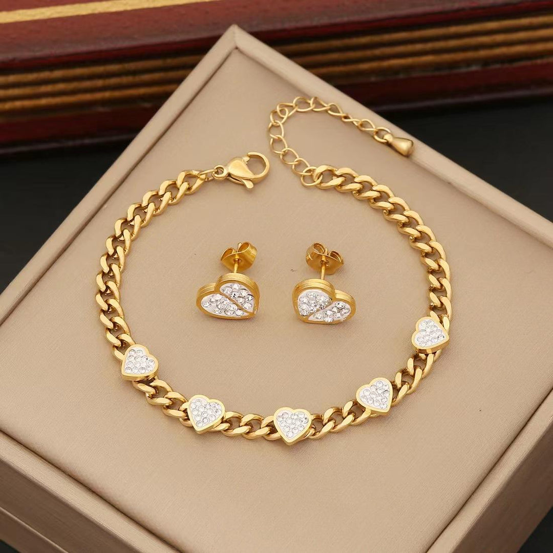 Diamond Zircon Heart Jewelry Set